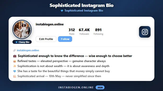 Sophisticated Instagram Bio